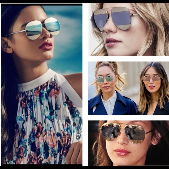 CHRISTIAN DIORSPLIT YELLOW GOLD &GREY MIRRORED LENSES WITH MONOGRAMED SUNNIES - Picture 14 of 16